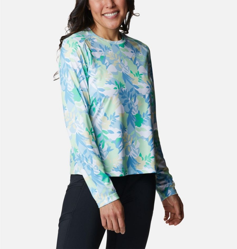 Green Women's Columbia Summerdry Long Sleeve Printed T-Shirt | 5034-KDWAQ