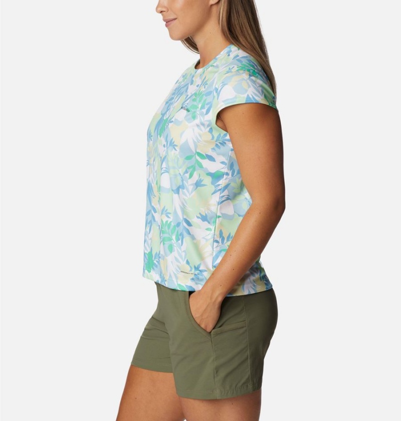 Green Women's Columbia Summerdry Printed T-Shirt | 7862-PXKTW