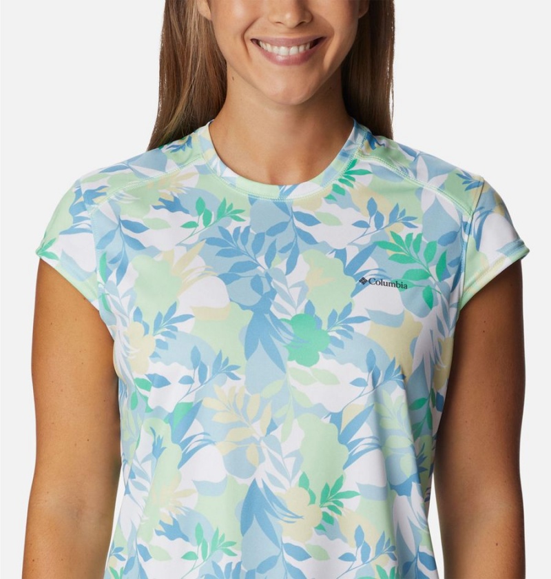 Green Women's Columbia Summerdry Printed T-Shirt | 7862-PXKTW