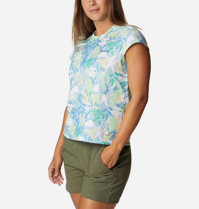 Green Women's Columbia Summerdry Printed T-Shirt | 7862-PXKTW