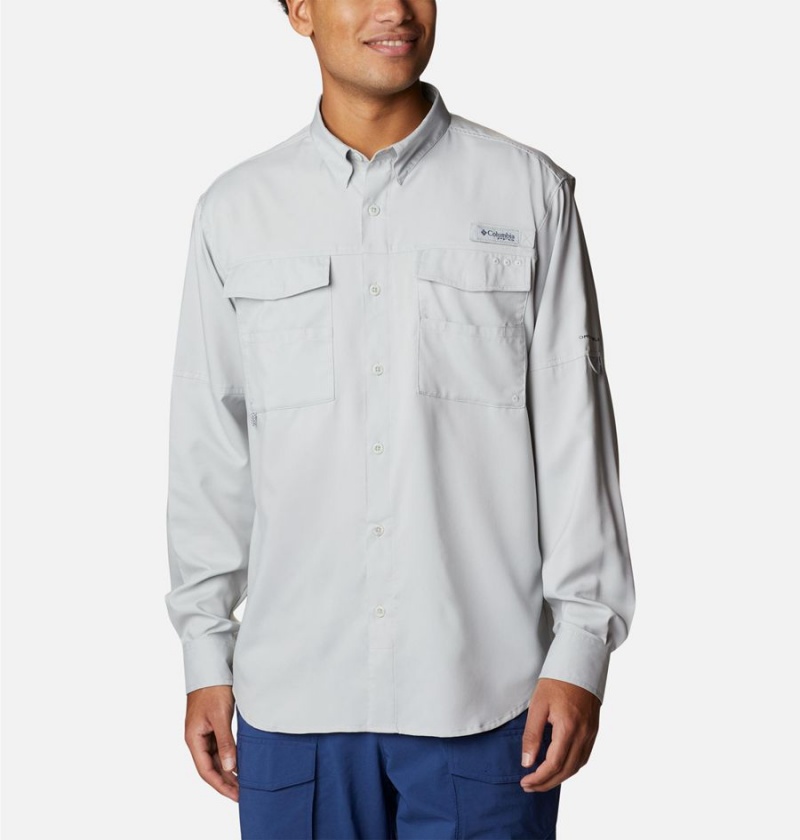 Grey Men\'s Columbia PFG Blood and Guts IV Woven Long Sleeve Shirt | 5390-KZQBO