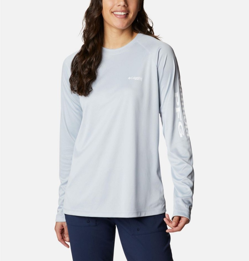 Grey Women\'s Columbia Tidal PFG Heather Long Sleeve T-Shirt | 2604-OUXNW