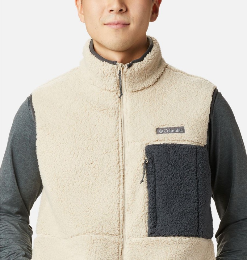 Khaki Men's Columbia Mountainside Sherpa Fleece Vest | 6598-QHUPE