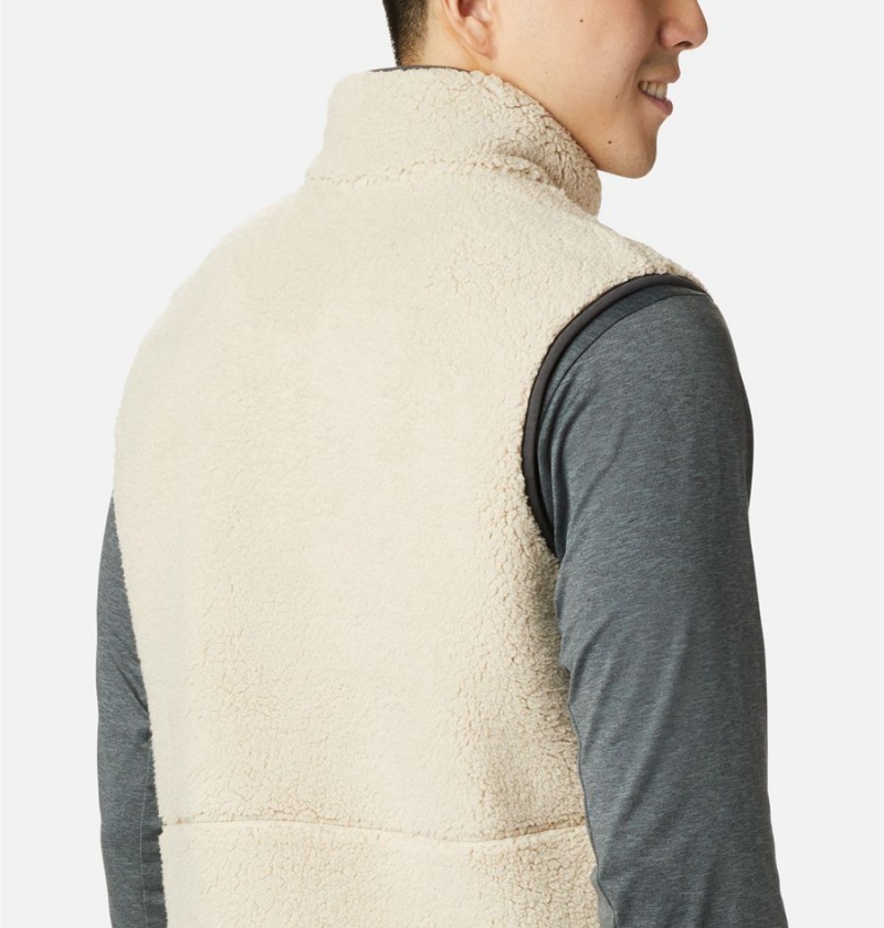 Khaki Men's Columbia Mountainside Sherpa Fleece Vest | 6598-QHUPE