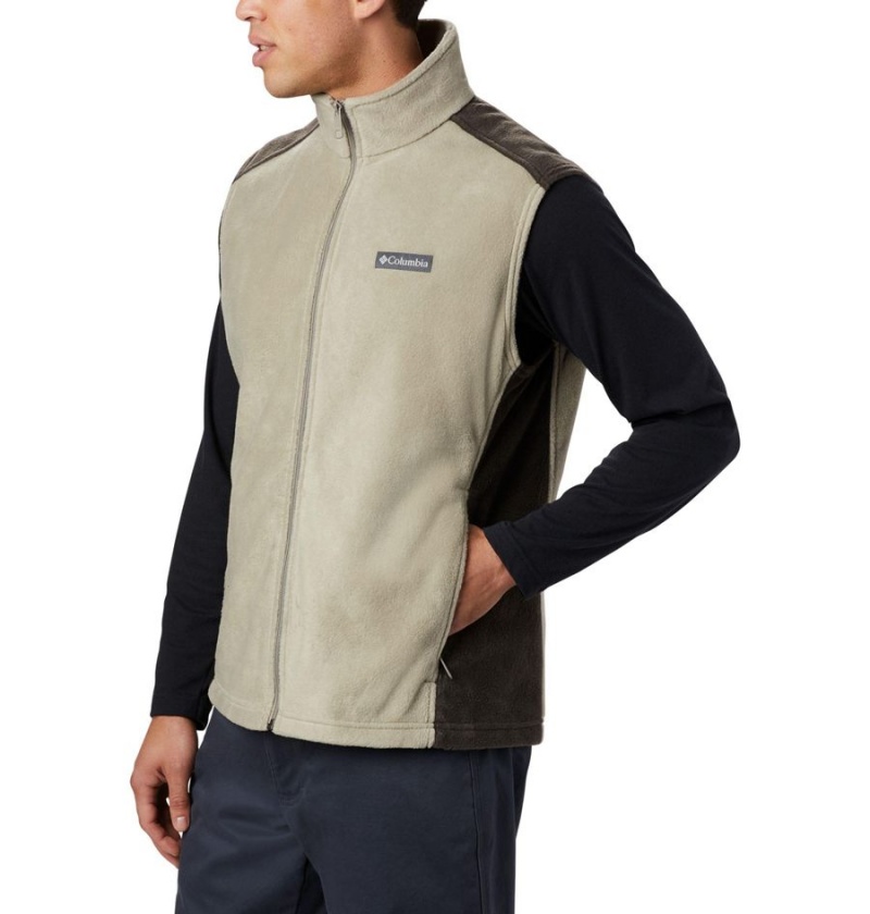 Khaki Men's Columbia Steens Mountain Fleece Vest | 6572-ZWACO