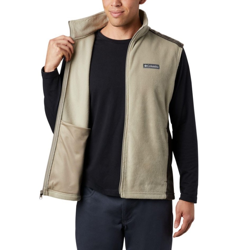 Khaki Men's Columbia Steens Mountain Fleece Vest | 6572-ZWACO