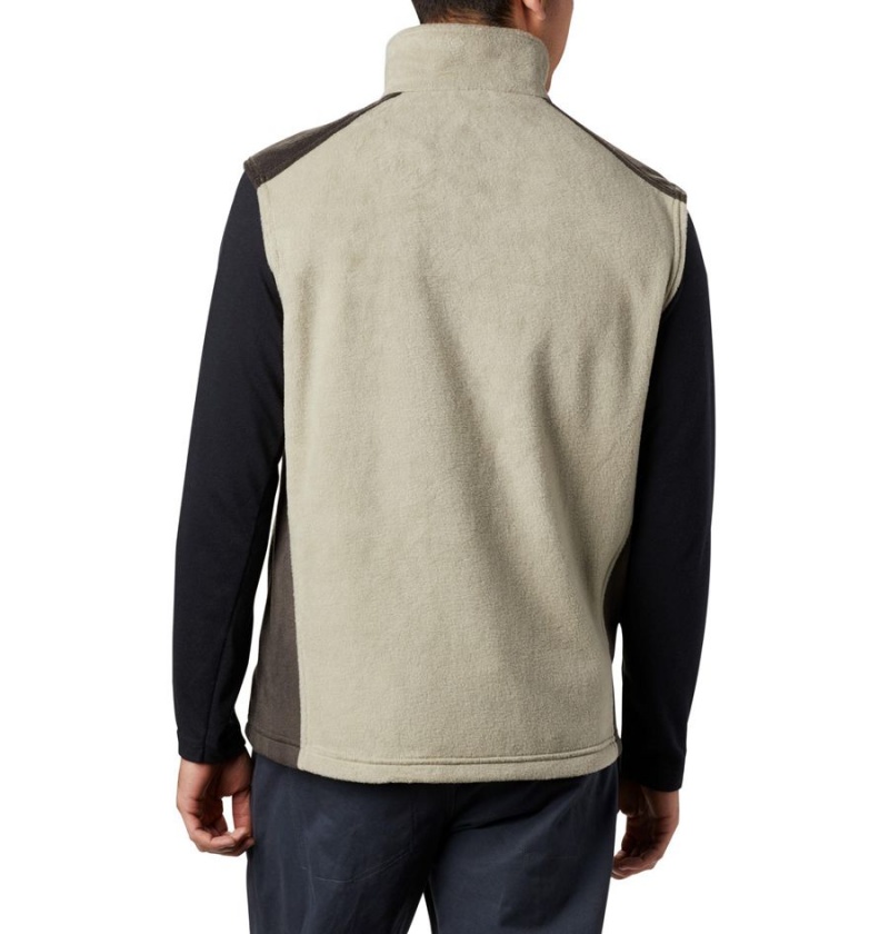 Khaki Men\'s Columbia Steens Mountain Fleece Vest | 6572-ZWACO