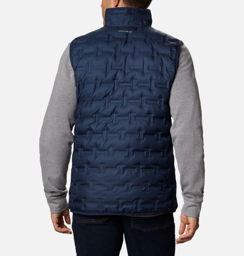 Navy Men's Columbia Delta Ridge Down Vest | 3092-KWQST