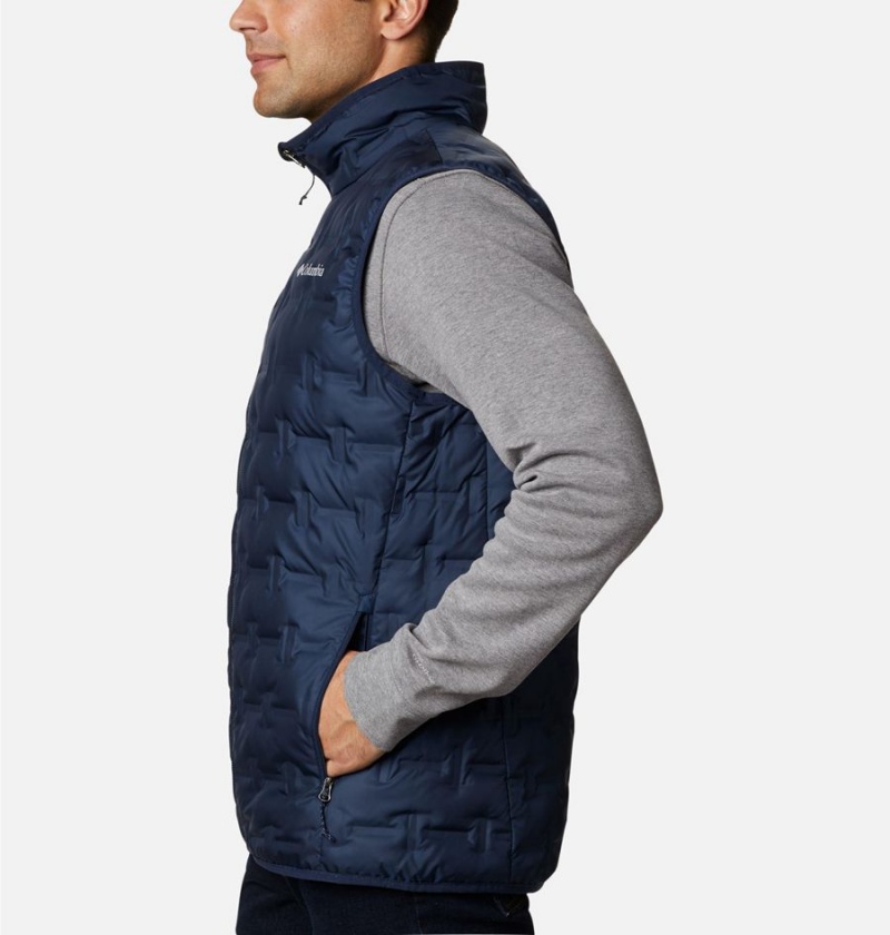 Navy Men's Columbia Delta Ridge Down Vest | 3092-KWQST