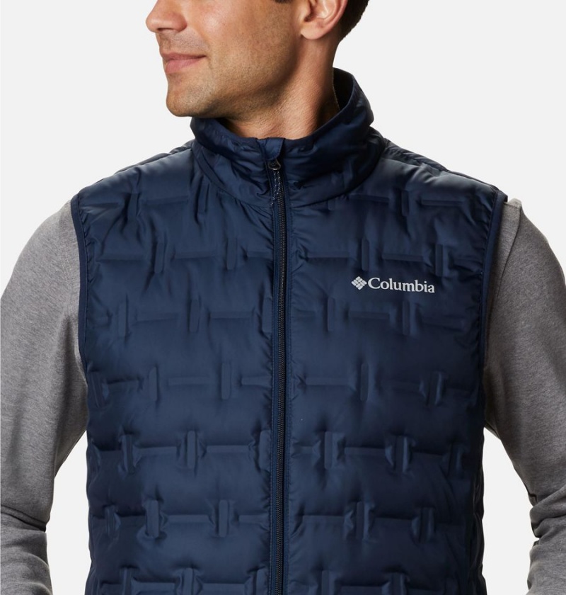 Navy Men's Columbia Delta Ridge Down Vest | 3092-KWQST