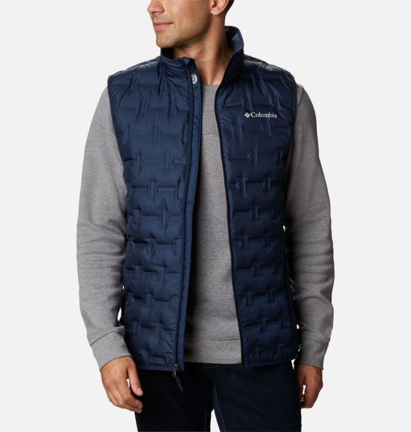 Navy Men\'s Columbia Delta Ridge Down Vest | 3092-KWQST