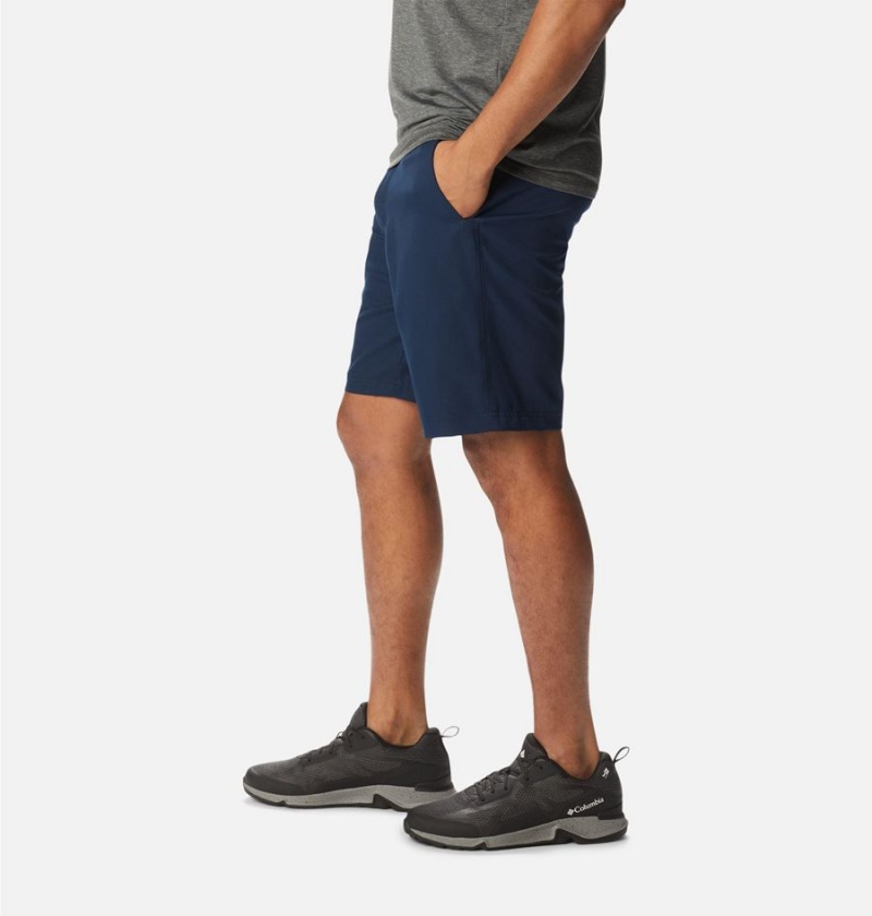 Navy Men's Columbia Iron Mountain Trail Shorts | 1052-BMHUA