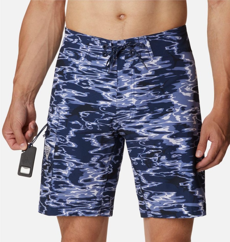 Navy Men's Columbia PFG Offshore II Board Shorts | 1607-NGQUZ