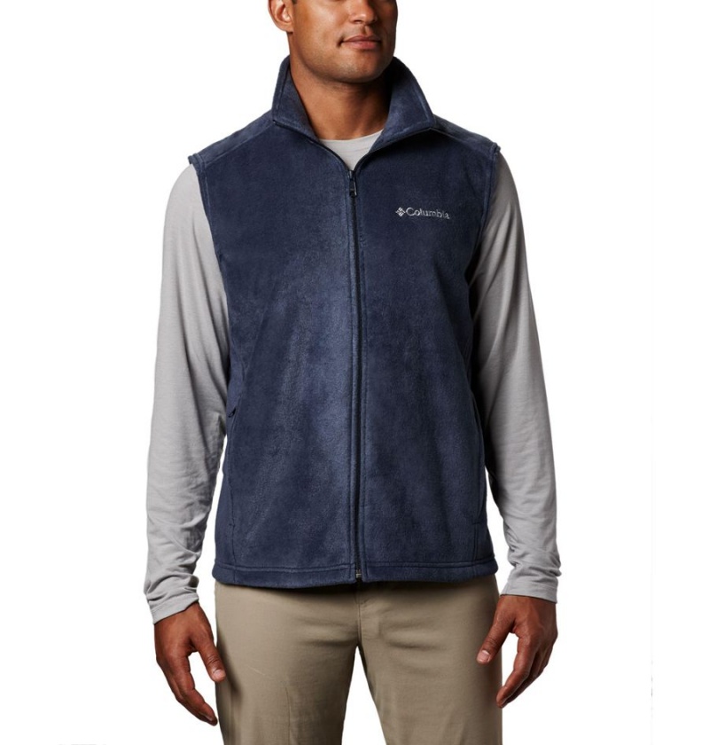 Navy Men\'s Columbia Steens Mountain Fleece Vest | 5639-DISAQ