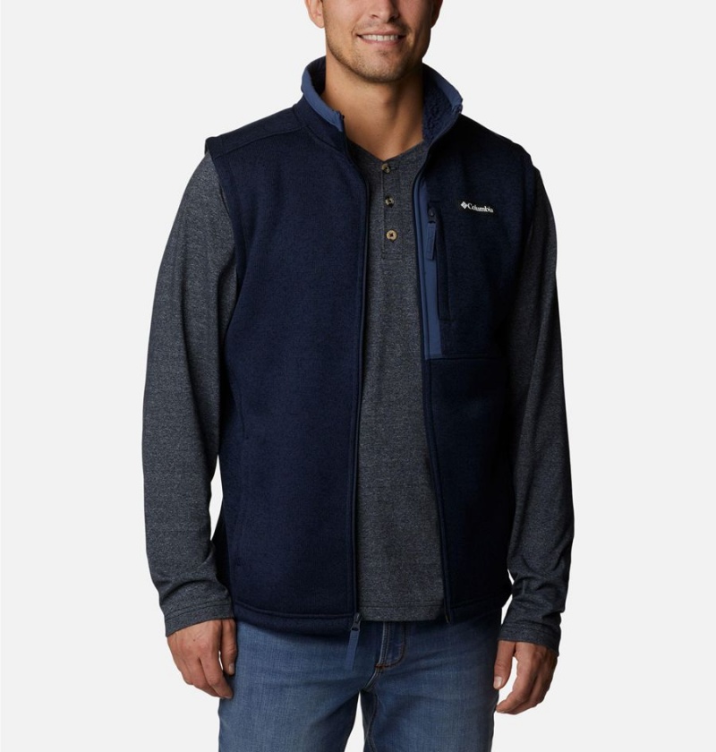 Navy Men's Columbia Sweater Weather Vest | 7206-LBFDI