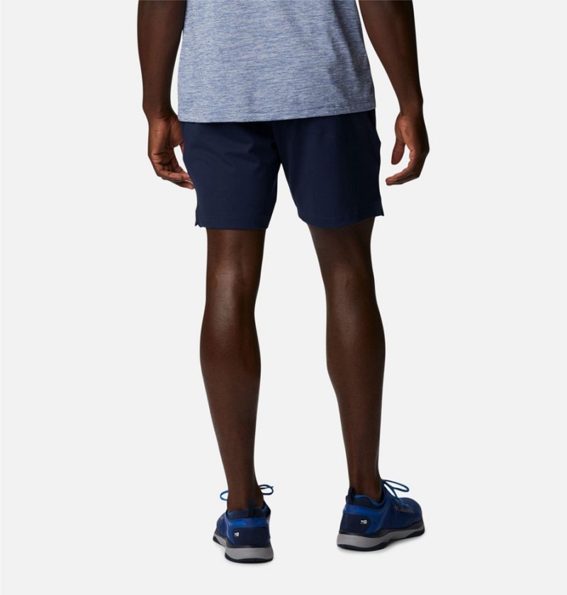 Navy Men's Columbia Tech Trail Knit Shorts | 0971-MZFJX