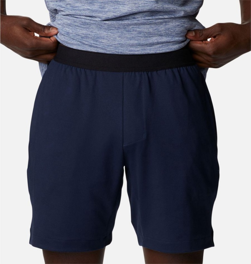 Navy Men's Columbia Tech Trail Knit Shorts | 0971-MZFJX