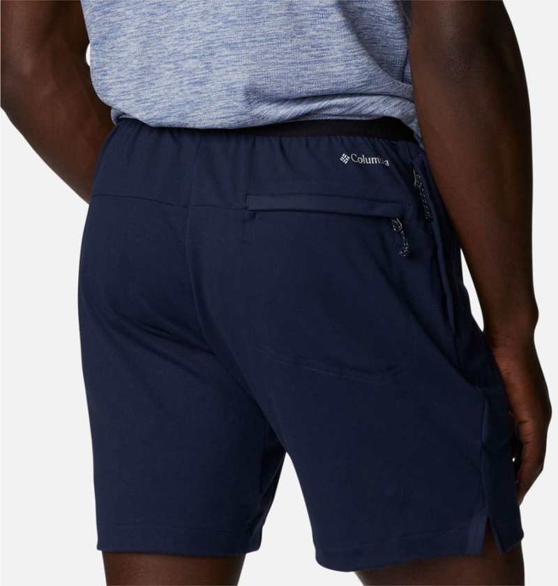 Navy Men's Columbia Tech Trail Knit Shorts | 0971-MZFJX