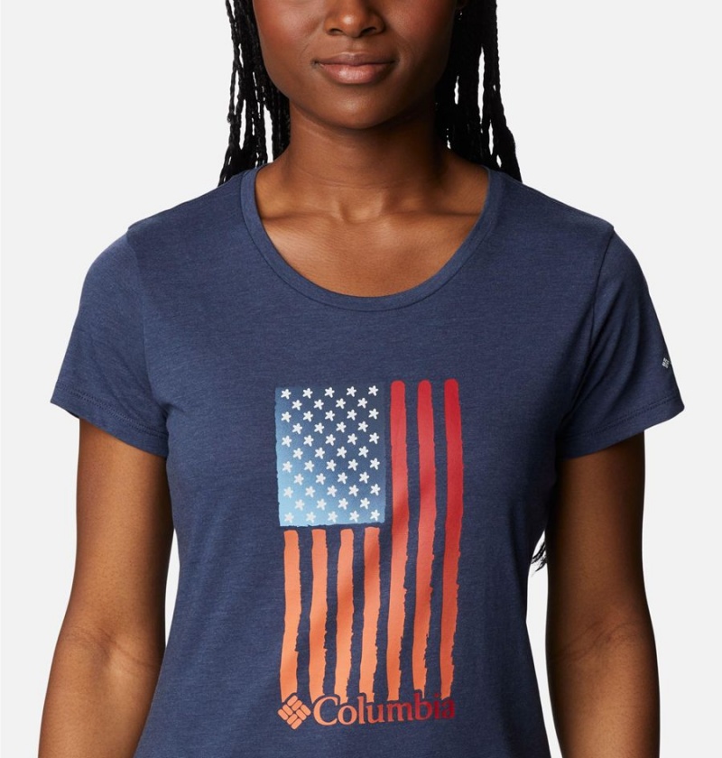 Navy Women's Columbia Daisy Days Graphic T-Shirt | 9735-GTKZJ