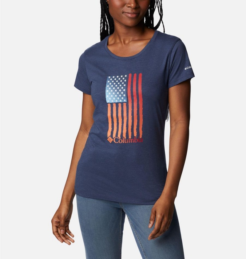 Navy Women's Columbia Daisy Days Graphic T-Shirt | 9735-GTKZJ