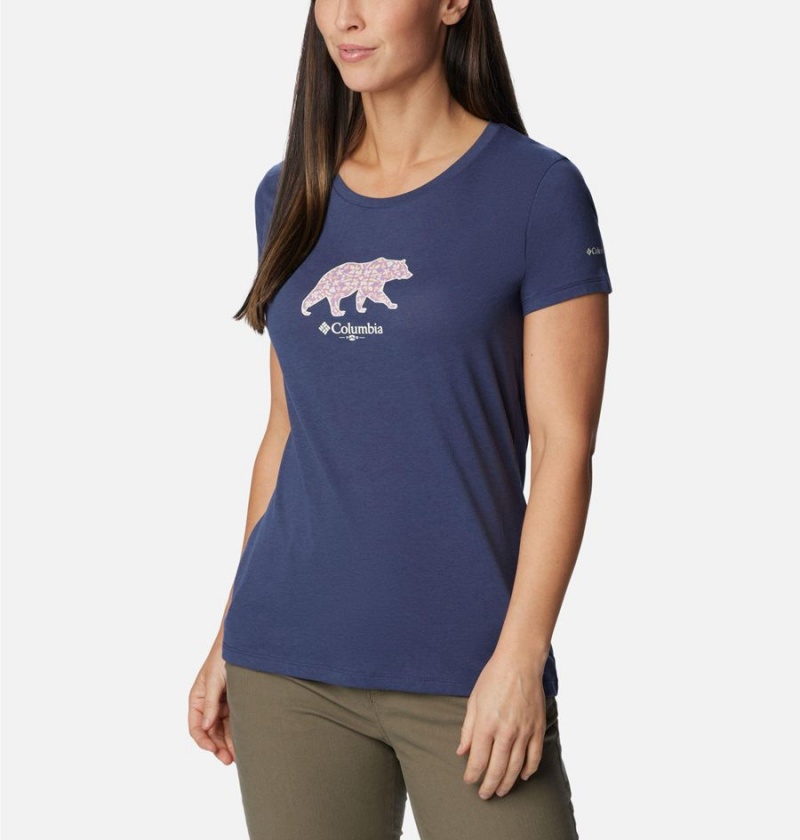 Navy Women's Columbia Daisy Days Graphic T-Shirt | 7238-MCPNL