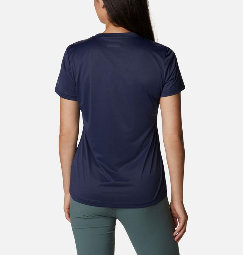 Navy Women's Columbia Hike Short Sleeve Crew T-Shirt | 8673-TZRIB