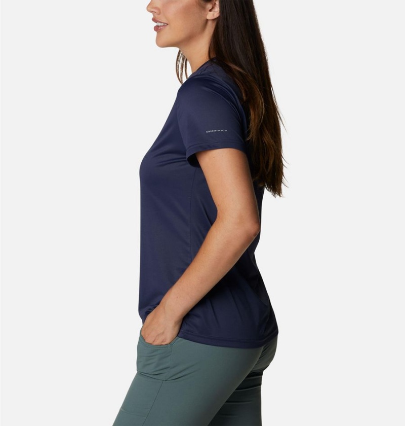 Navy Women's Columbia Hike Short Sleeve Crew T-Shirt | 8673-TZRIB