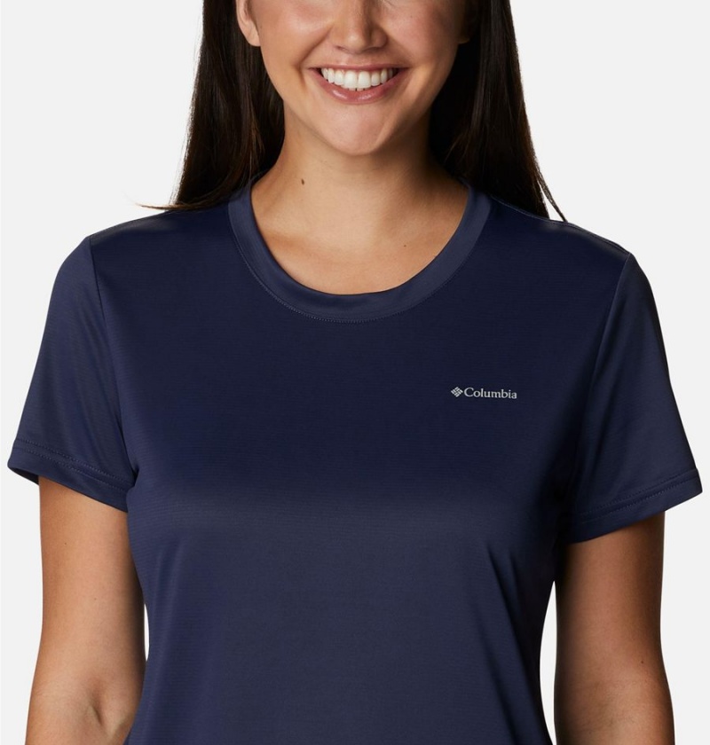 Navy Women's Columbia Hike Short Sleeve Crew T-Shirt | 8673-TZRIB