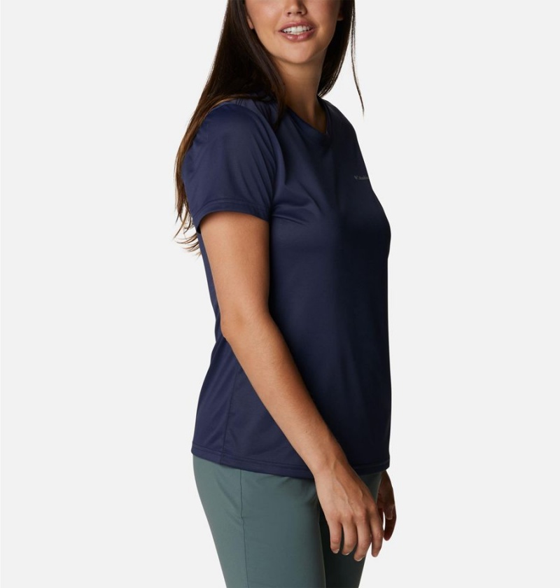 Navy Women's Columbia Hike Short Sleeve Crew T-Shirt | 8673-TZRIB