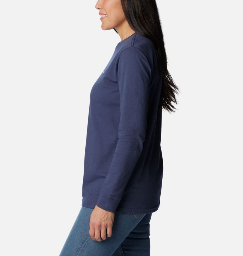 Navy Women's Columbia North Cascades Back Graphic Long Sleeve T-Shirt | 1253-AQGBS