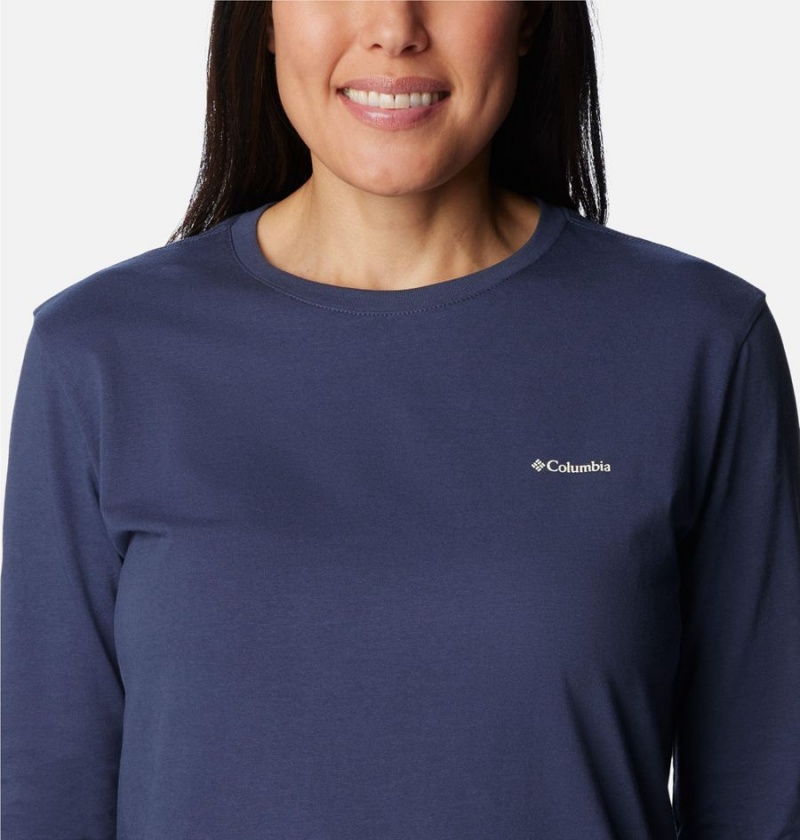 Navy Women's Columbia North Cascades Back Graphic Long Sleeve T-Shirt | 1253-AQGBS