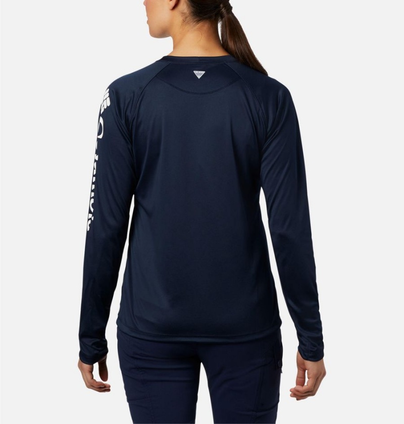 Navy Women's Columbia PFG Tidal II Long Sleeve T-Shirt | 0473-KEFBG