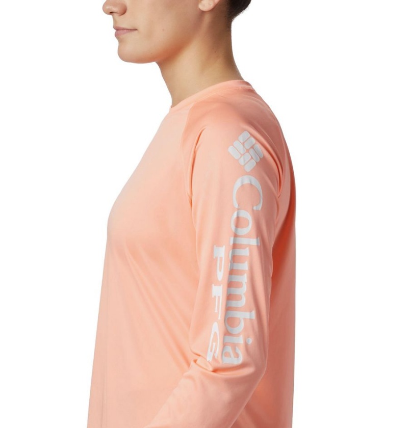 Orange Women's Columbia PFG Tidal II Long Sleeve T-Shirt | 9847-DWNRV