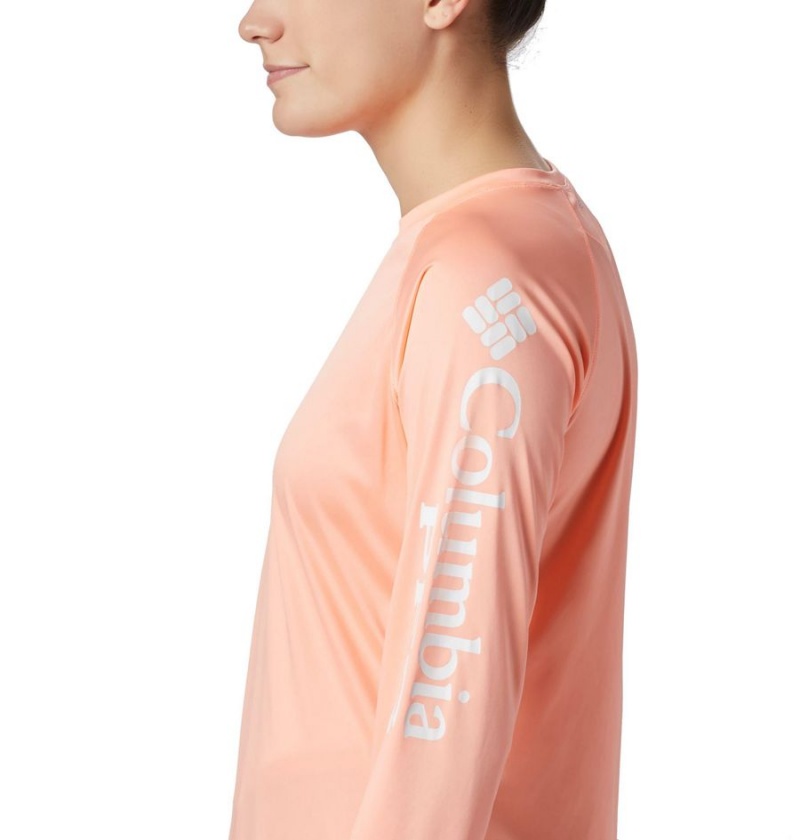 Orange Women's Columbia PFG Tidal II Long Sleeve T-Shirt | 9847-DWNRV