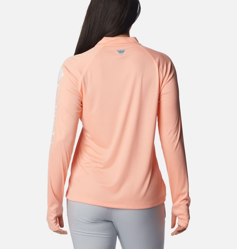 Orange Women's Columbia PFG Tidal Quarter Zip Long Sleeve T-Shirt | 0127-MNGDV