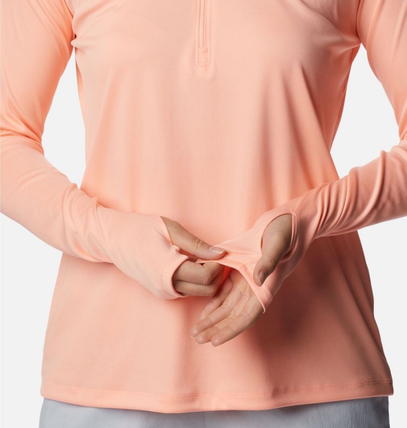 Orange Women's Columbia PFG Tidal Quarter Zip Long Sleeve T-Shirt | 0127-MNGDV