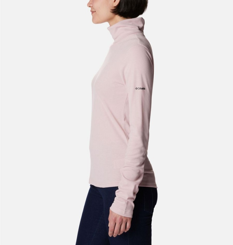 Pink Women's Columbia Boundless Trek Ribbed Turtleneck Long Sleeve T-Shirt | 8097-SAFDN