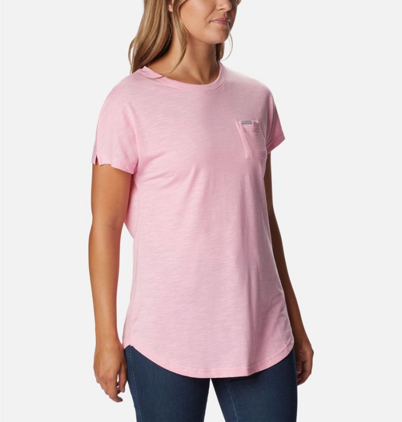 Pink Women's Columbia Cades Cape T-Shirt | 0824-ZIMPL