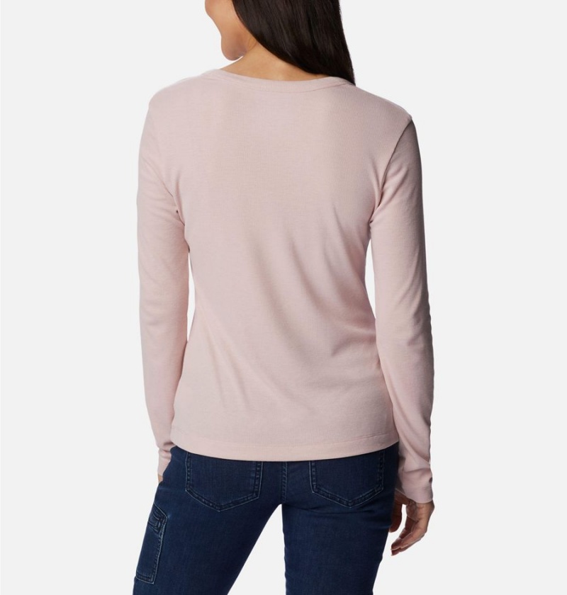 Pink Women's Columbia Calico Basin Ribbed Long Sleeve T-Shirt | 9273-QSNRH