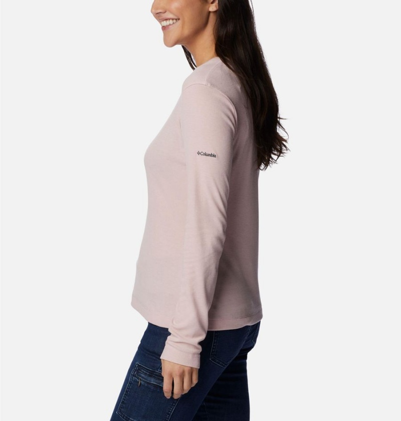 Pink Women's Columbia Calico Basin Ribbed Long Sleeve T-Shirt | 9273-QSNRH