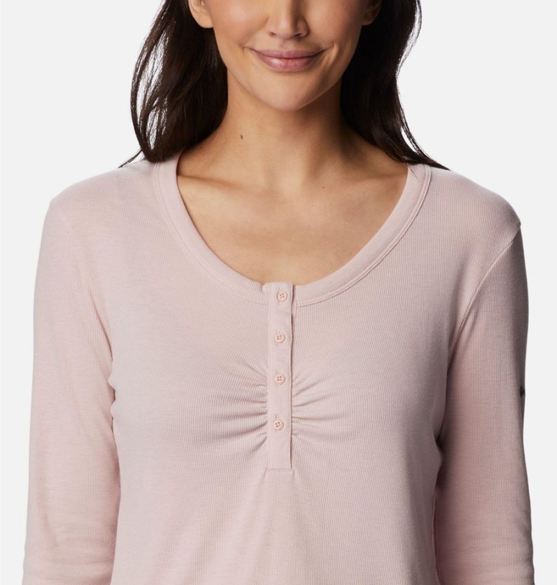 Pink Women's Columbia Calico Basin Ribbed Long Sleeve T-Shirt | 9273-QSNRH