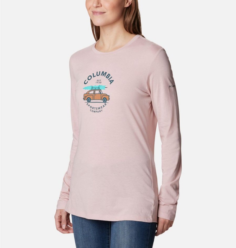 Pink Women's Columbia Hidden Haven Long Sleeve T-Shirt | 1629-XCZNE