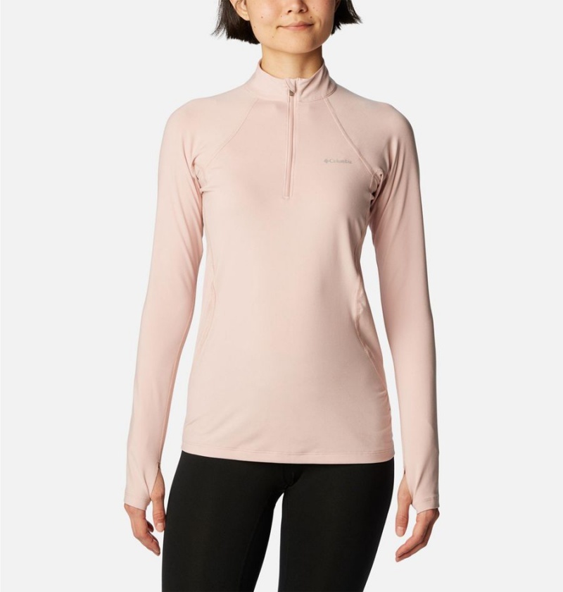 Pink Women\'s Columbia Omni Heat Midweight Baselayer Half Zip T-Shirt | 8973-GHFKP