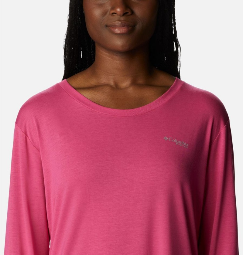 Pink Women's Columbia PFG Slack Water Graphic Long Sleeve T-Shirt | 5049-EGZSR