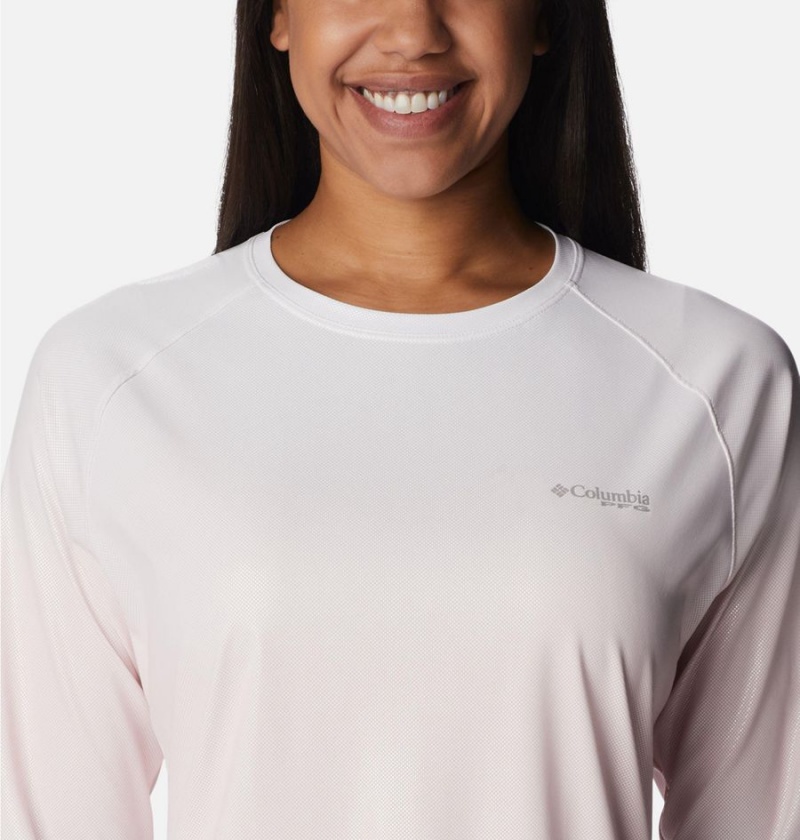 Pink Women's Columbia PFG Tidal Deflector Printed Long Sleeve T-Shirt | 3456-FLRIJ