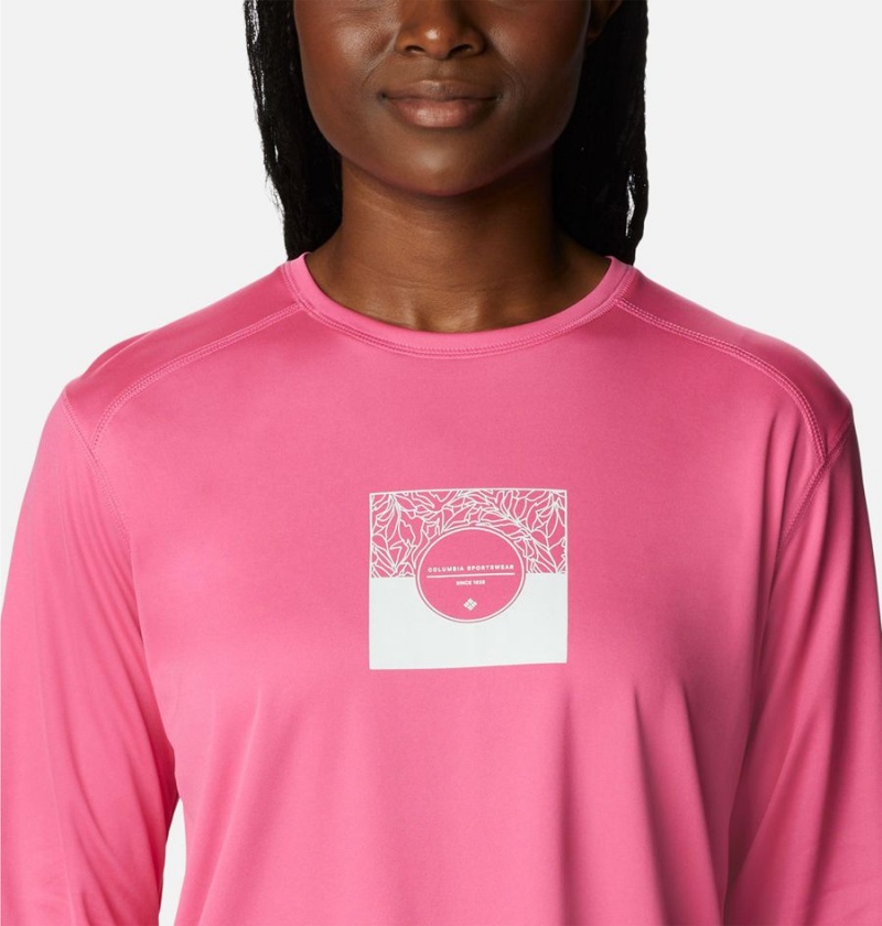 Pink Women's Columbia Summerdry Graphic Long Sleeve T-Shirt | 0475-MEUSV