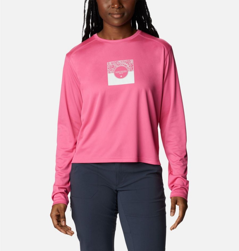 Pink Women\'s Columbia Summerdry Graphic Long Sleeve T-Shirt | 0475-MEUSV