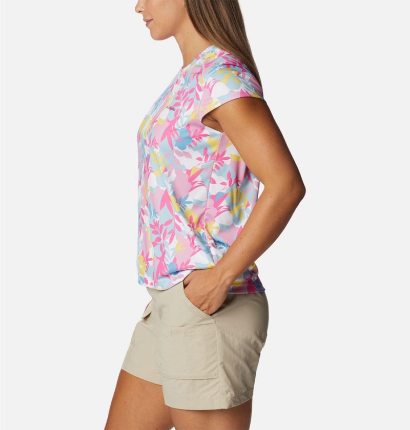 Pink Women's Columbia Summerdry Printed T-Shirt | 3150-NGYBC