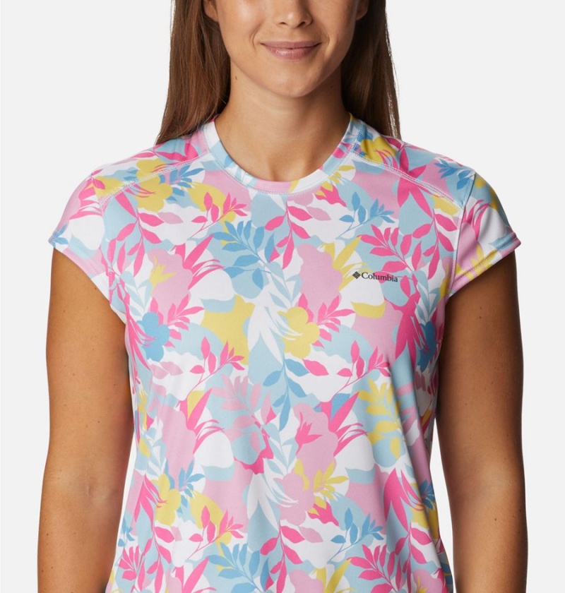 Pink Women's Columbia Summerdry Printed T-Shirt | 3150-NGYBC