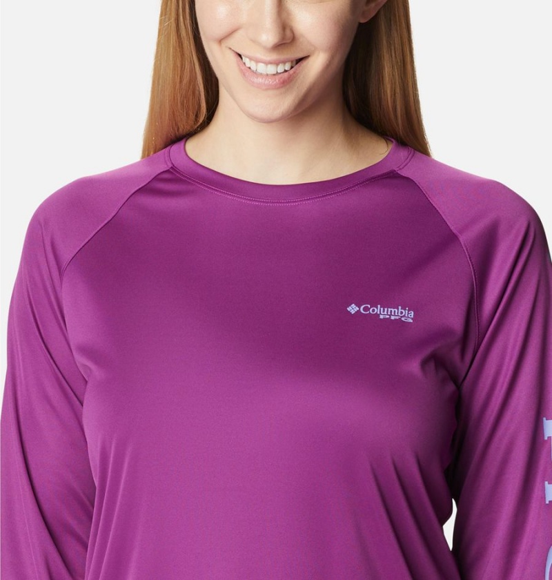 Purple Women's Columbia PFG Tidal II Long Sleeve T-Shirt | 1450-LXICK